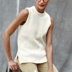 J.Crew Sleeveless Tank Knit Sweater in Cream Off-White Sz Large